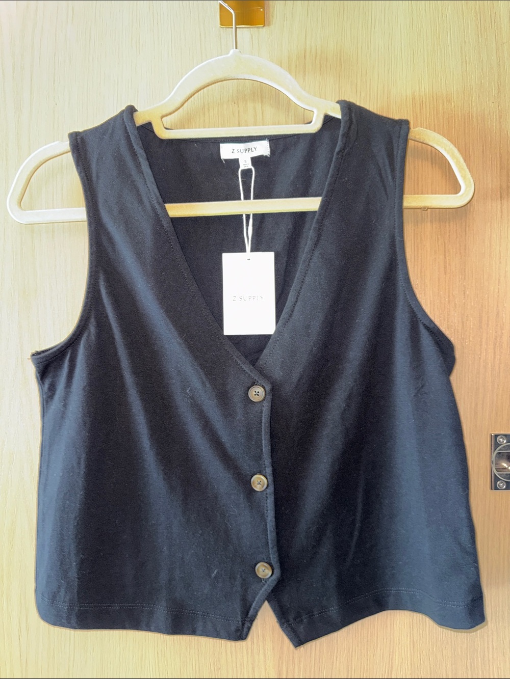 Z Supply Black Button-Front V-Neck Noelle Tank NWT S